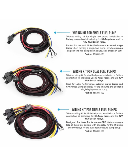 Kit câblage pour pompes à carburant 30 A connexion à la batterie