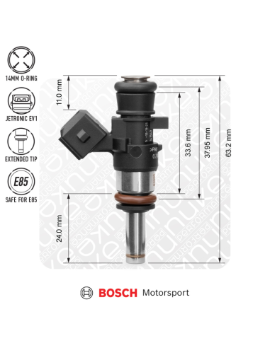 Injecteur Bosch 870cc EV14K Compact 38 mm – Haute impédance