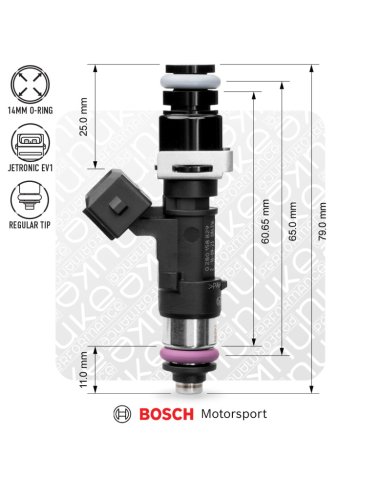Injecteur Bosch 1200cc EV14L Compact 65 mm – Haute impédance