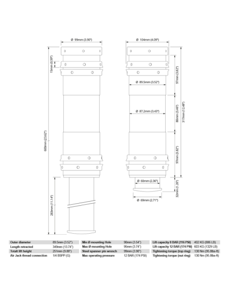 Kit Air Jack 90 Competition 4 pièces – 8 BARS | Nuke Performance