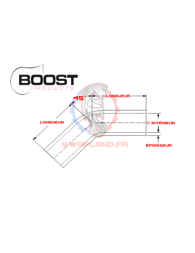 Durite silicone coude 45° 22 mm BOOST Products 