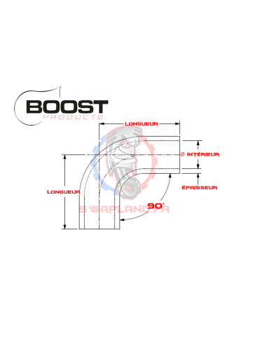 Durite silicone coude 90° 65 mm BOOST Products 