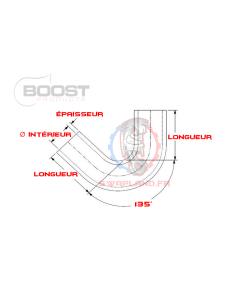Durite silicone coude 135° 60 mm BOOST Products  2