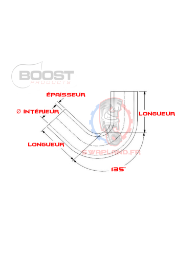 Durite silicone coude 135° 65 mm BOOST Products 