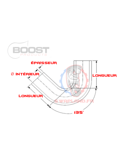 Durite silicone coude 135° 83 mm BOOST Products 