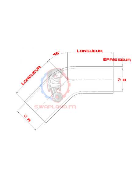 Durite silicone réducteur 76-63 mm BOOST Products 45° 