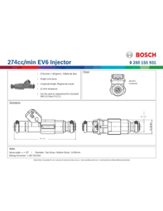 Injecteur bosch 280cc long EV1 2