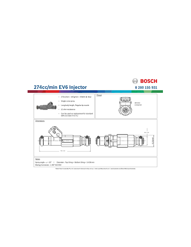 Injecteur Bosch EV1 280cc - 0280155832 -