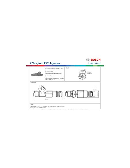 Injecteur Bosch EV1 280cc - 0280155832 -