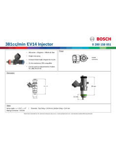 Injecteur gros debit 310cc bosch E85 2