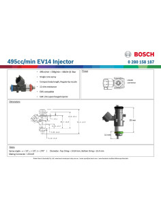 Injecteur Bosch 500cc E85 0280158187 2