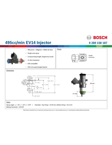 Injecteur Bosch USCAR 495 cc - 0280158187 -