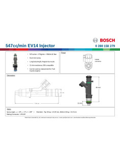 Injecteur Bosch E85 gros débit 550cc 0280158279 2