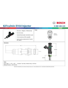 Injecteur gros 630cc Bosch E85 0280158123 EV1 2