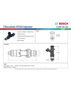 Injecteur gros debit 730cc Bosch. 0280158290 2