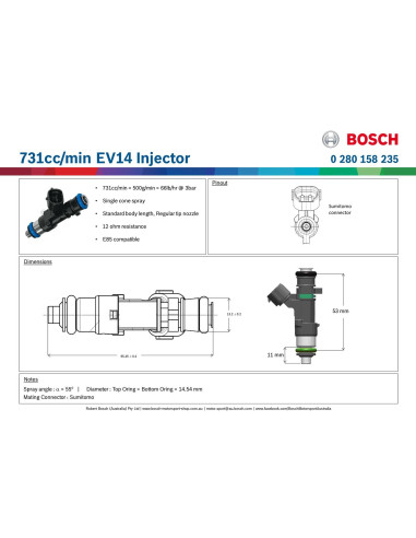 Injecteur Bosch Denso 730 cc - 0280158235-