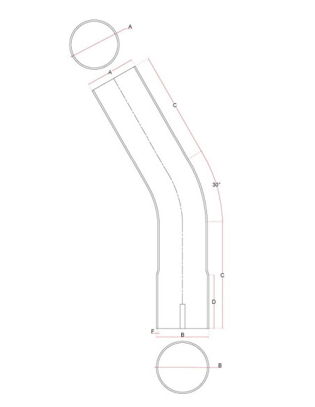 Coude inox 30° emmanchement simple 63.5 mm