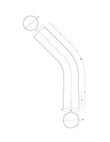 Coude inox 45° avec emmanchement simple 51 mm