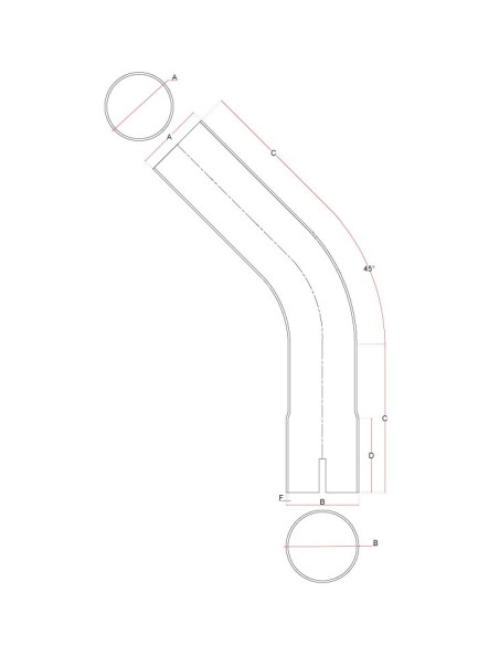 Coude inox 45° avec emmanchement simple 51 mm