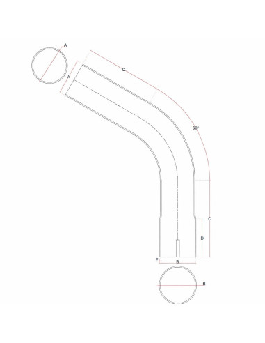 Coude inox 60° avec emmanchement simple 63.5 mm