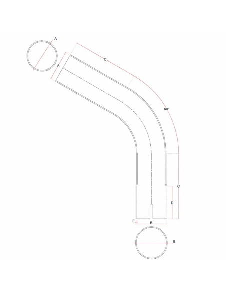 Coude inox 60° avec emmanchement simple 76 mm