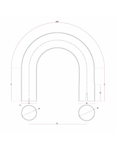 Coude inox 180° avec emmanchement simple 63.5 mm