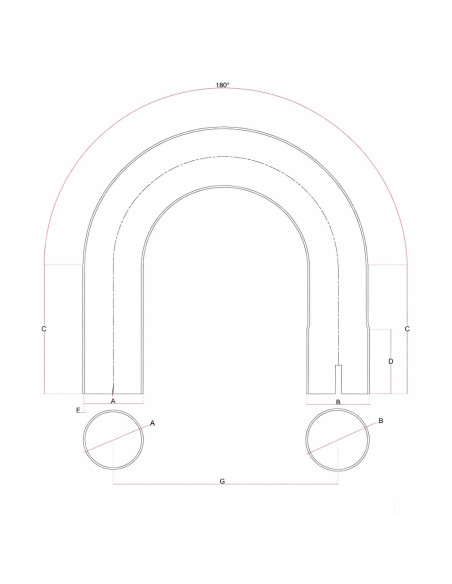 Coude inox 180° avec emmanchement simple 63.5 mm