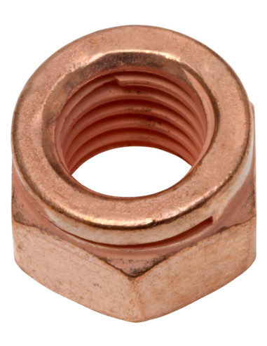 Ecrou cuivré M10 x 1.5 avec rondelle intégrée clé de 14