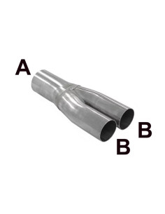 Y 76 vers 2 X 63,5 pour ligne d'échappement inox 