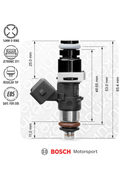 Injecteur gros débit 1450cc prise EV1. Longueur intermédiaire.