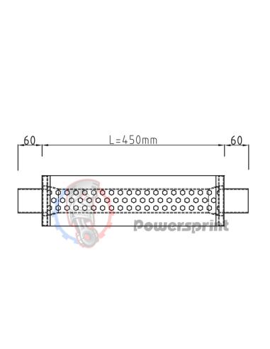 Echappement rond Powersprint 76 mm longueur 450 mm HF 45 - Swapland -