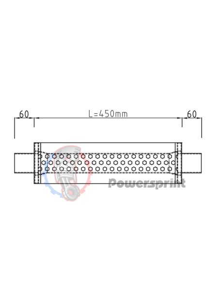 Echappement rond Powersprint 76 mm longueur 450 mm HF 45 - Swapland -