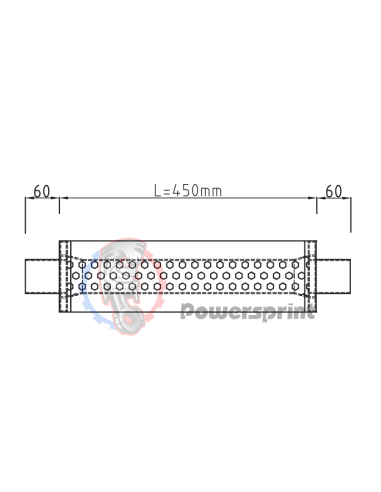 Echappement ovale Powersprint 76 mm longueur 450 mm HF 45 - Swapland -