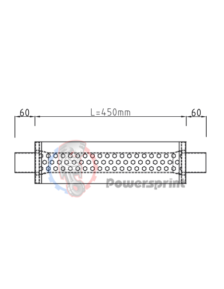Echappement ovale Powersprint 76 mm longueur 450 mm HF 45 - Swapland -