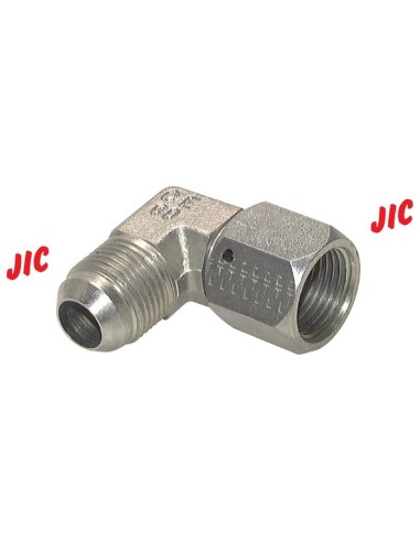 Raccord acier AN4 90° mâle / femelle