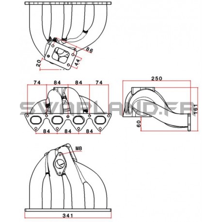 collecteur SPA HONDA D17  bride T3 avec wastegate