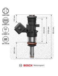 Injecteur Bosch 1200cc EV14L Compact 65 mm – Haute impédance