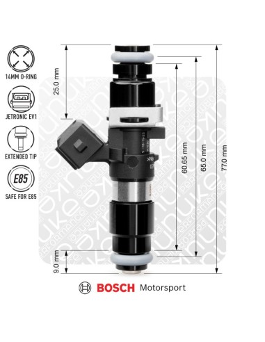 Injecteur Bosch 1200cc EV14L Compact 65 mm – Haute impédance
