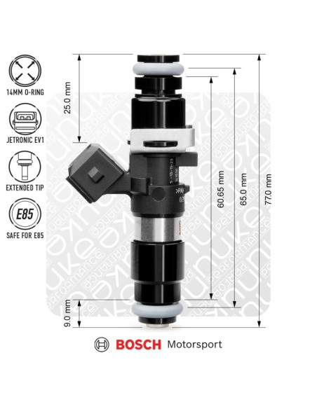 Injecteur Bosch 1200cc EV14L Compact 65 mm – Haute impédance